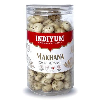 Indiyum Roasted Makhana Foxnut Chesse & Onion Foxnut Snacks Jar 90g