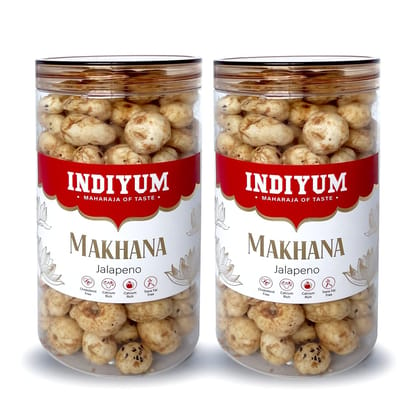 Indiyum Roasted Makhana Jalapeno Foxnut Snacks Jar 90g Pack Of 2