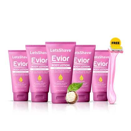 Letsshave Evior Body Lotion for Women | Deep Moisture Nourishing Lotion for Dry Skin |Natural Ingredients, Sulphate and Paraben Free Mosturizer for Face & Body, 30ml Pack of 5