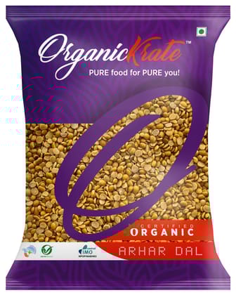 Organic Krate Organic Unpolished Arhar Dal/Toor Dal | Tur Dal | Tur Dal - Rich In Vegan Protein I Non-GMO I Naturally Grown I Chemical Free I Ideal For Traditional Indian Cusine I Organic Pigeon Pea - 900 Grams
