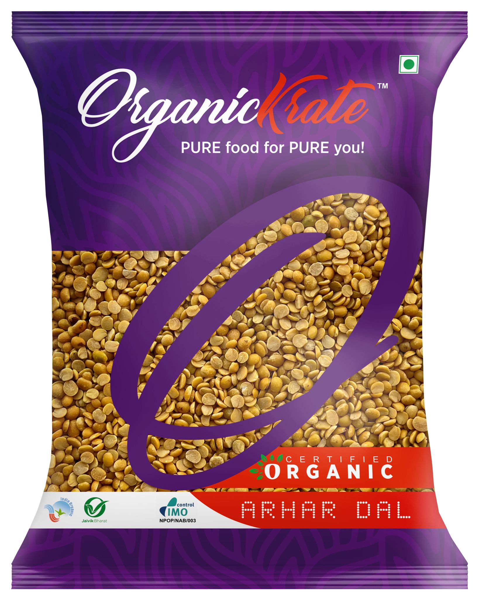 Organic Krate Organic Unpolished Arhar Dal/Toor Dal | Tur Dal | Tur Dal - Rich In Vegan Protein I Non-GMO I Naturally Grown I Chemical Free I Ideal For Traditional Indian Cusine I Organic Pigeon Pea - 900 Grams