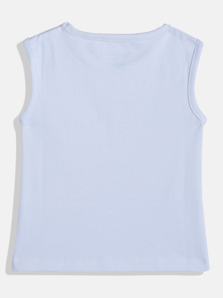 Girls White Pure Cotton Solid Vest T Shirt
