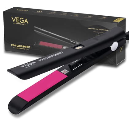 VEGA Professional Pro Cera Smart Hair Straightener with Tourmaline Ceramic Floating Plates, Ultra Quick Heat up & Adjustable temperature, (VPMHS-06)