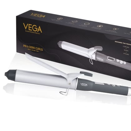 VEGA Professional Pro Cera Curls 38mm Barrel Hair Curler, (VPMCT -06), Grey
