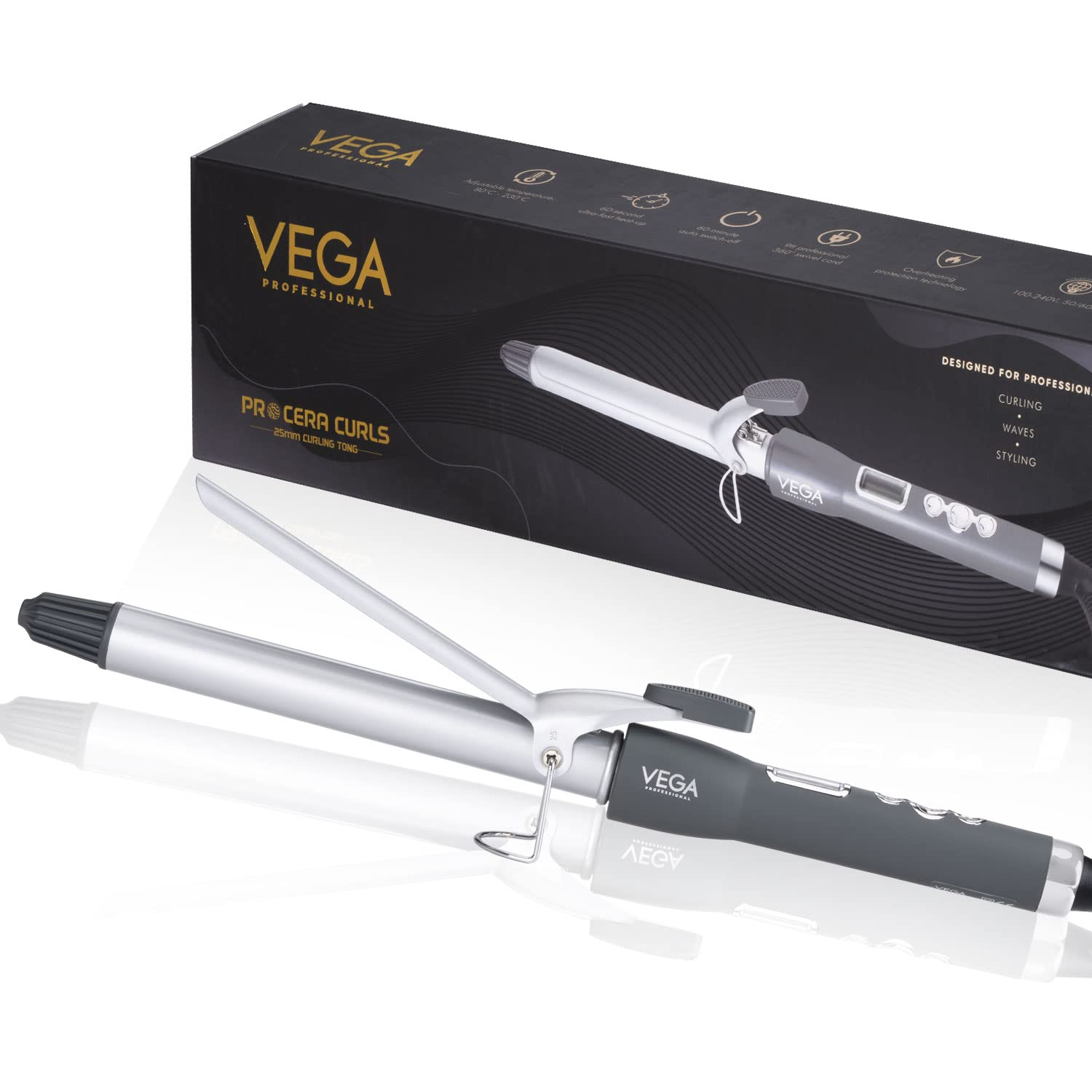 VEGA Professional Pro Cera Curls 25mm Barrel Hair Curler, (VPMCT-04)