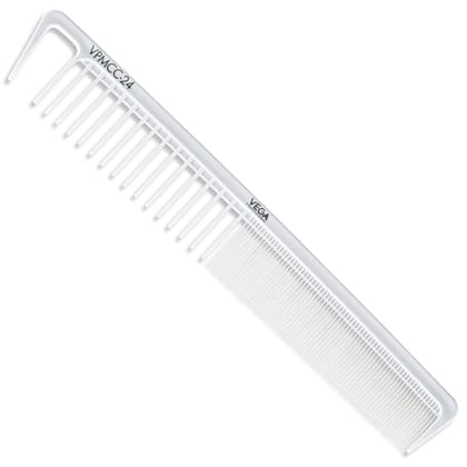 Vega Professional Wide Cutting Comb (Carbon Anti-Static White Line Hair Comb)(VPMCC-24)