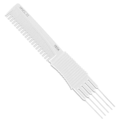 Vega Professional Fork Comb (Carbon Anti-Static White Line Hair Comb)(VPMCC-22)