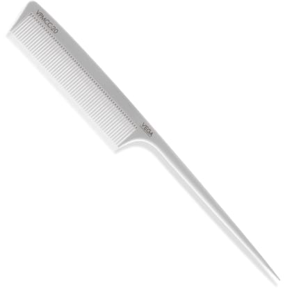 Vega Professional Tail Comb (Carbon Anti-Static White Line Hair Comb)(VPMCC-20)