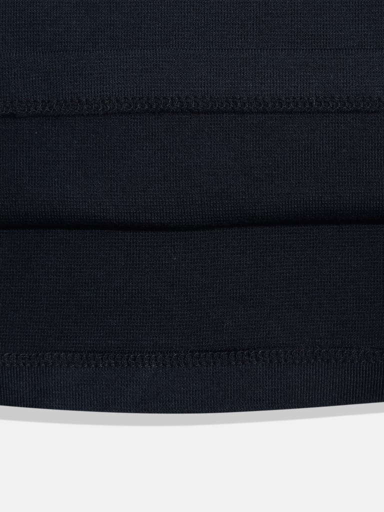 Girls Navy Pure Cotton Solid Vest T Shirt