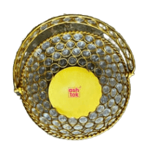 Crystal Basket Gift Item, Gold Coated Flower Basket (Dia 5 Inches)