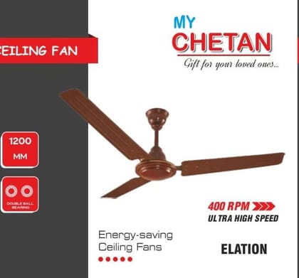 MyChetan Elation Ceiling Fan | 1200mm Ceiling Fan | Strong and Powerful Ceiling Fan | Outstanding Performance (Brown)