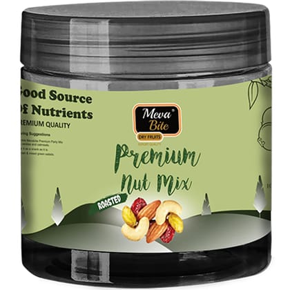 MEVABITE Premium Nut Mix Pet Jar | 100% Pure and Organic Dry Fruit and Nuts | Gluten Free | Rich in Proteins, Nutrients, Fiber & Vitamins (200 Gram)