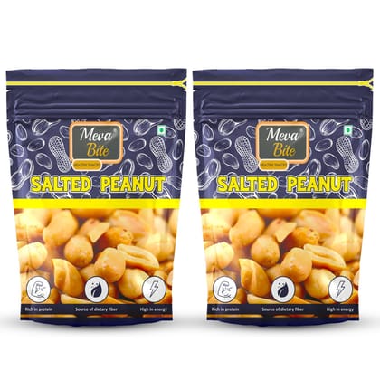 MevaBite Salted Peanut Namkeen for Lowering Cholesterol Level | Flavored Freshly Roasted Peanuts | Classic & Crunchy Flavored Peanut (2x200 Gram) Zipper (Salted Peanut)