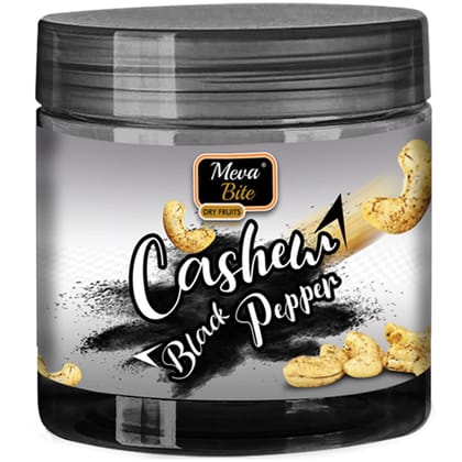 MEVABITE Delicious Black Pepper Cashews Nuts | Black Pepper Flavoured Dry Nut | Roasted & Salted Black Pepper Cashews | Kali Mirch Flavoured Kaju | Rich in Protein & Nutrients (200 Gram) Jar Pack