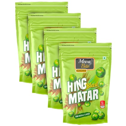 MevaBite Hing Blast Matar Namkeen Healthy and Tasty Munching for Boosting Energy | Flavored Freshly Hing Flavored Matar | Classic & Crunchy Flavored Peas/Matar (4x100 Grams) (Hing Blast Matar)