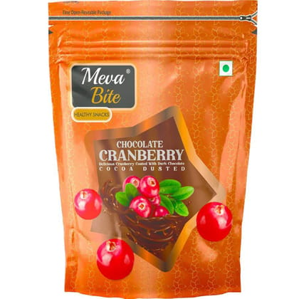 MevaBite Chocolate Coated Cranberry | Chocolate Flavored Dried Cranberry | Amazing Flavored Snack | Healthy & Tasty Snack (200 Gram) Zip Packing