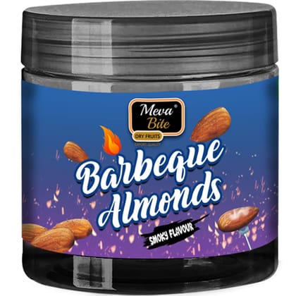 MevaBite Spicy & Crunchy Barbeque Almonds Smokey Flavoured | Barbeque Roasted Almonds | Crunchy Angithi Roasted Badam | Angithi Almond Snacks Food | Dry Roasted Party Snacks | Barbeque Flavoured Delicious Snacks for All Ages Jar Pack (200 Gram)