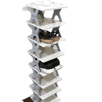 VV TRADES 8 Layer Foldable Shoe Rack Stand Adjustable Collapsible Door Shoes Shelf Plastic Collapsible Shoe Stand  (Multicolor, 8 Shelves, DIY(Do-It-Yourself))
