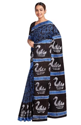 Batik Silk Saree Blue