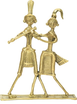 Dokra table-top Tribal Couple - 6inch
