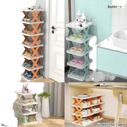 5 Layer Shoes Stand, Shoe Tower Rack Suitable for Small Spaces, Closet, Small Entryway, Easy Assembly and Stable in Structure, Corner Storage Cabinet for Saving Space
