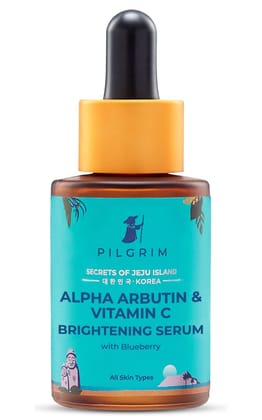 PILGRIM Korean 2% Alpha Arbutin & 3% Vitamin C Brightening Face Serum for glowing skin| Alpha arbutin face serum|All skin types | Men & Women| Korean Skin Care| Vegan & Cruelty-free |