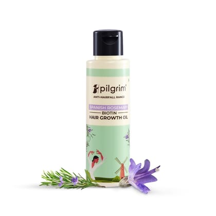 Pilgrim Spanish Rosemary & Biotin Hair Growth Oil to Control Hair Fall & Strengthens Hair 100ml | Rosemary essential oil for hair growth | Reduces Hair Fall | Strengthens Hair