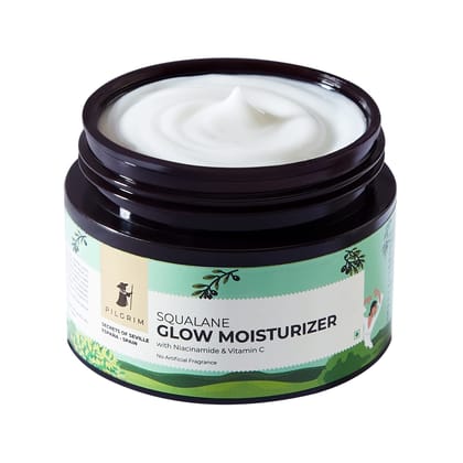 Pilgrim Squalane (Plant) Glow Moisturizer for face with Niacinamide & Vitamin C | Moisturizer for dry skin hydration | Face moisturizer with vitamin c for glowing skin | Non-greasy | 50 gm