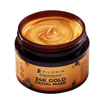 Pilgrim 24K Gold face mask for glowing skin | 24K Gold face pack for glowing skin, skin hydrating, boosts collagen and restoring skin radiance | For All Skin Types | For Men & Women | 50gm