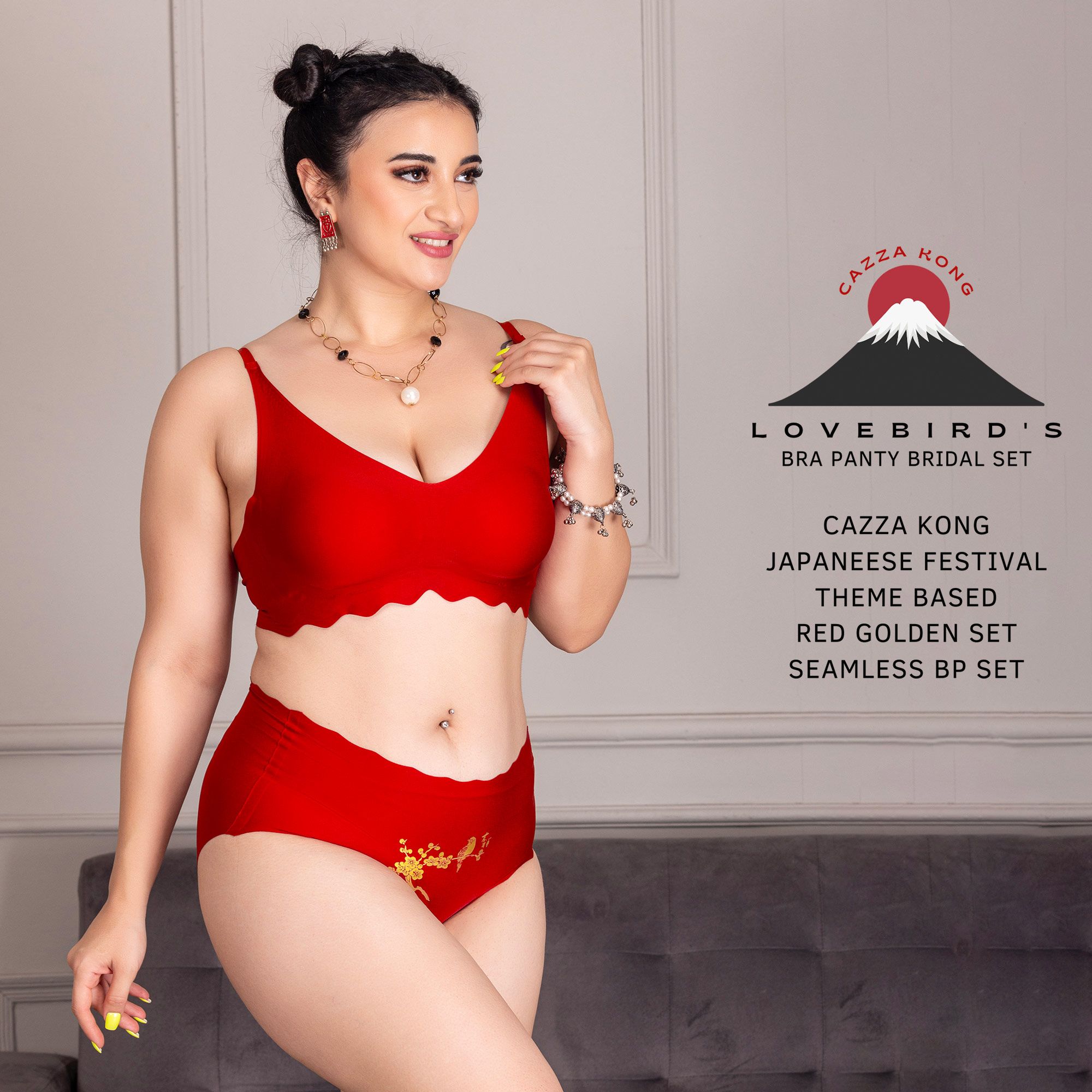 Seamless Bridal T-Shirt Without Wire Full Coverage High Support Bra Panty Set