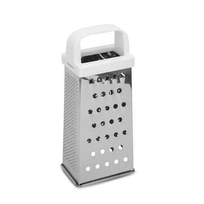 Fackelmann 4-Sided Stainless Steel Kitchen Grater | Ideal for Slicing, Grating, Shredding and Zesting | Easy to Clean & Dishwasher Safe