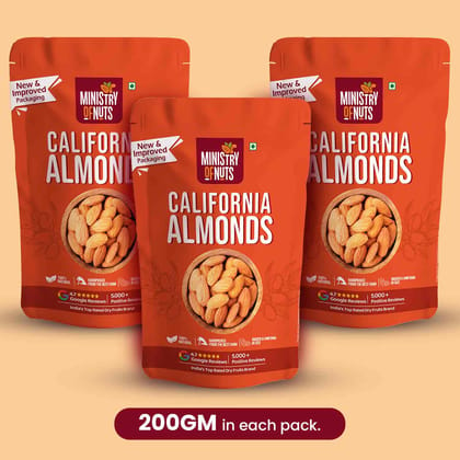 Ministry Of Nuts Premium California Almonds | Premium Badam Giri | High in Fiber & Boost Immunity | Real Nuts | Gluten Free (Almonds 600g)