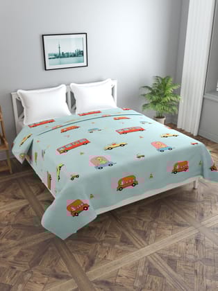 MORADO Polycotton Double Bed Quilt Cover / Duvet Cover / Rajai Cover / Blanket Cover with Zipper (90x100 Inches, AnimalBus)