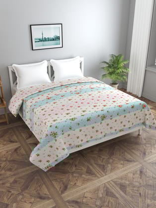 MORADO Polycotton Double Bed Quilt Cover / Duvet Cover / Rajai Cover / Blanket Cover with Zipper (90x100 Inches, Stawberry Flowers)
