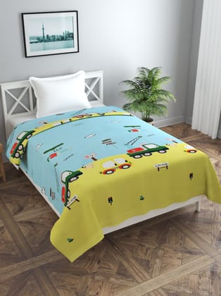 MORADO Polycotton Single Bed Size Quilt Cover / Duvet Cover / Rajai Cover / Blanket Cover with Zipper (60x90 Inches, Yellow Crane)