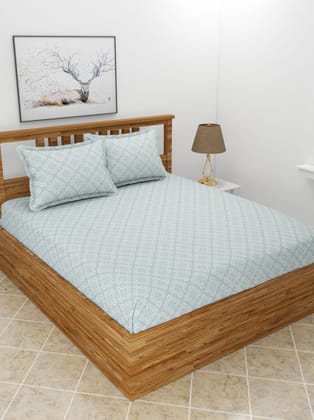 MORADO Premium Poly Cotton 210 TC Double Bedsheet with 2 King Size Pillow Covers (90x100 Inches, Coconut Leaf)