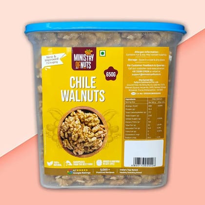Ministry Of Nuts Special 100% Natural Premium Walnuts Akhrot Total 650g - All Natural, Good Source of Protein & DietaryFibre,High Protein | Walnuts 650g.