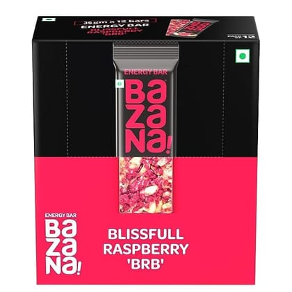 Fuel Your Day with Bazana Raspberry Energy Bars - Experience the Perfect Blend of Health and Delight with Healthy & Delicious Snack Bars (36g x 12) for an Invigorating Snacking Experience!