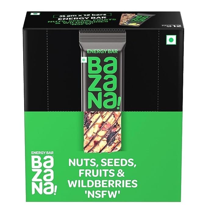 Bazana Nut Seeds Fruit & WildBerries Energy Bars - Experience the Irresistible Revitalizing Power of Natural Flavors - 38g x 12 Bars for an Unmatched Snacking Experience!
