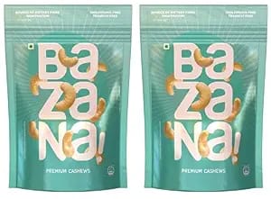 Bazana Premium Raw Whole W340 Cashews - 200g (2 Packs) | Nutty Goodness for Snacking and Cooking - Versatile and Delicious