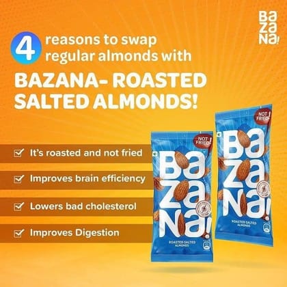 Bazana Roasted Salted Almonds(20g), Cashews(18g), Pistachios(17g) Combo | Each 8 pcs, 24 Pack | Protein-Rich, Fiber-Rich Healthy Snacks | Lightly Salted for Eating | 100% Vegetarian