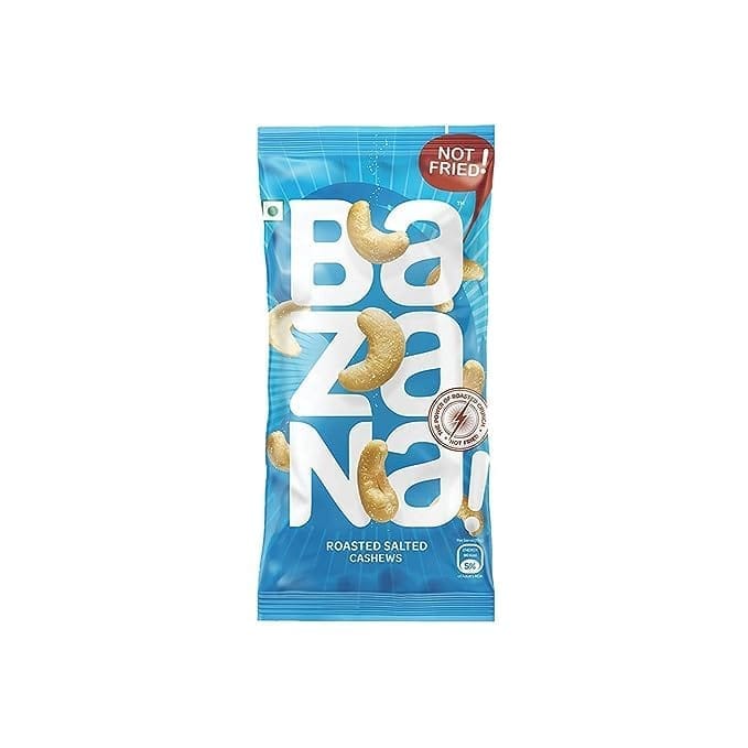 Bazana Roasted Salted Cashews | High Protein, Fiber, Healthy Fats | Perfect On-The-Go Snack | Handy Salted Snacks, Nutty Delight, 18g, Pack of 24