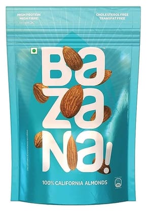 Bazana 100% Californian Raw Almonds and Premium Cashews Combo: High Protein, Fiber-Rich Snacking for Bone Health, Heart Wellness, and Immunity Boost - 205g, Pack of 2