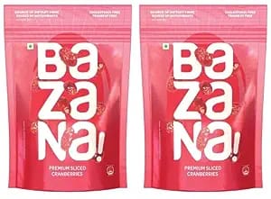 Bazana - Dried Large Whole Cranberries 200g x 2| Antioxidant-Rich & Vitamin C Enriched | No Artificial Color | Ideal for On-the-Go Snacking and Recipe Enhancement | Loved by Kids and Adults..
