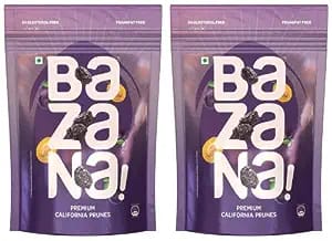 Bazana Premium Healthy Dried Californian Prunes - Nutrient-Rich Plum Snack | 200g (Set of 2) | Delicious and Nourishing Superfood