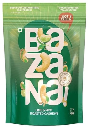 Bazana Lime & Mint Cashew: Experience the Zesty Refreshment of a Perfect Fusion - Nutritious Snack Packed with Delightful Flavors for Your Ultimate Snacking Pleasure