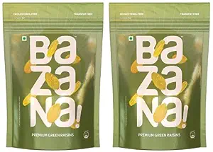 Bazana Premium Kismis: Nutritious Green Raisins - Dried Grapes Kishmish - 250g x Pack of 2 - Rich in Iron & Vitamin B