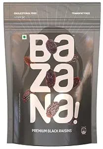 Bazana Premium Seedless Black Raisins 200g - Delicious & Healthy Snack, High in Antioxidants | Kali Kishmish Munakka Dry Fruits