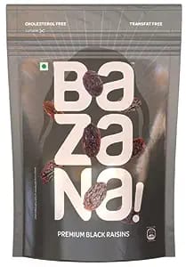 Bazana Premium Black Raisins 210g - Delicious & Healthy Snack, High in Antioxidants | Kali Kishmish Munakka Dry Fruits- Pack of 1