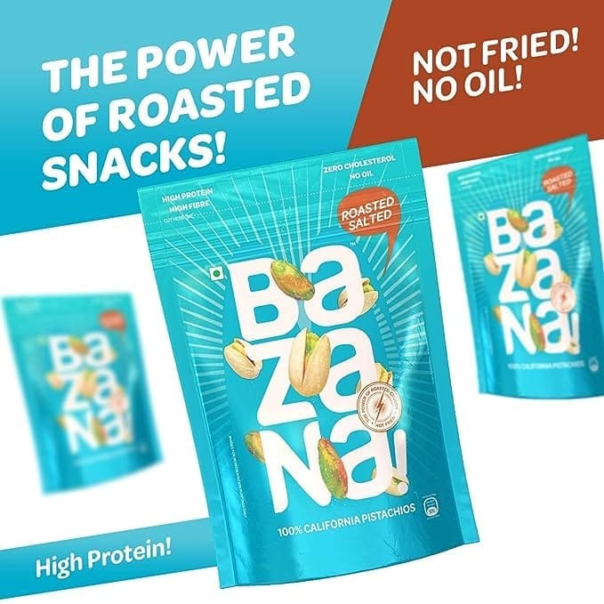 Bazana Roasted Salted Pistachios 180g | A Delicious and Healthy Roasted Snack with Pista with Shell | Tasty Nuts